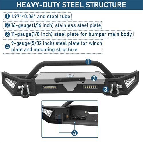 Winglet Stubby Front Bumper For 2018-2025 Jeep Wrangler JL & Gladiator JT - Ultralisk4x4
