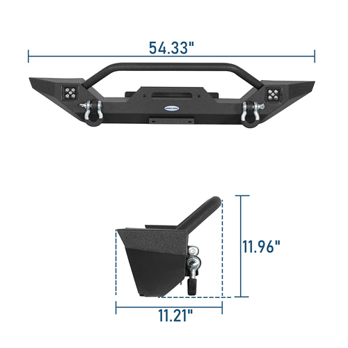 Aftermarket Front Bumper w/ Winch Plate & LED Spotlights For 1997-2006 Jeep Wrangler TJ - Ultralisk4x4