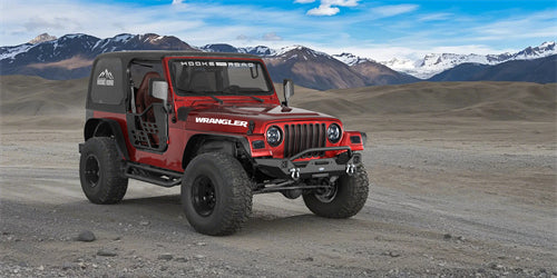 Aftermarket Front Bumper w/ Winch Plate & LED Spotlights For 1997-2006 Jeep Wrangler TJ - Ultralisk4x4