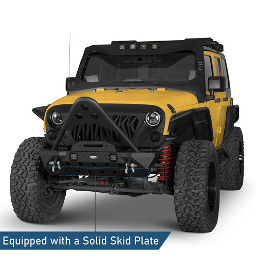 Stubby Front Bumper w/Stinger & Winch Plate Mount w/LED Spotlight(07-18 Jeep Wrangler JK) - Ultralisk 4x4