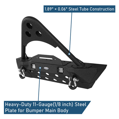 Stubby Front Bumper w/Stinger & Winch Plate Mount w/LED Spotlight(07-18 Jeep Wrangler JK) - Ultralisk 4x4
