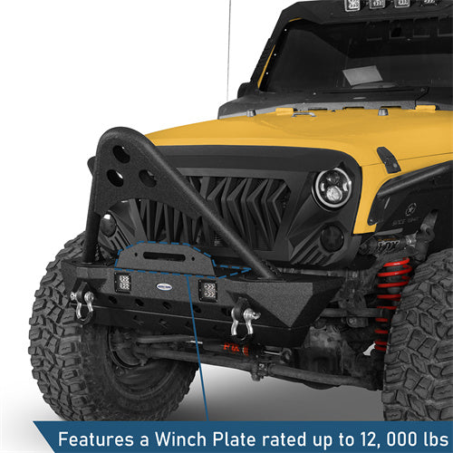 Stubby Front Bumper w/Stinger & Winch Plate Mount w/LED Spotlight(07-18 Jeep Wrangler JK) - Ultralisk 4x4