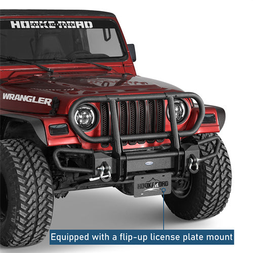 Rock Crawler Front Bumper w/ Grille Guard Brush Guard For 1987-2006 Jeep Wrangler YJ TJ - Ultralisk4x4-u1068-5