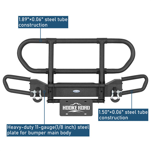Rock Crawler Front Bumper w/ Grille Guard Brush Guard For 1987-2006 Jeep Wrangler YJ TJ - Ultralisk4x4-u1068-9