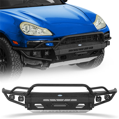Tube Front Bumper w/ 4 LED Spot Lights For 2008-2010 Porsche Cayenne 957 - Ultralisk4x4
