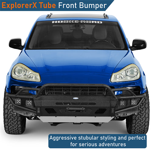 Tube Front Bumper w/ 4 LED Spot Lights For 2008-2010 Porsche Cayenne 957 - Ultralisk4x4