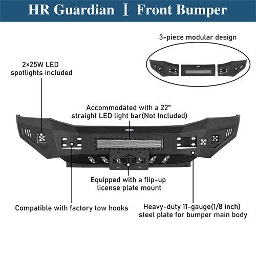 Road Trip Front Bumper w/ LED spotlights For 2006-2009 Ram 2500/3500 - Ultralisk4x4-u6483-9