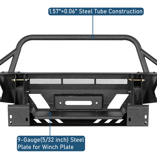 Earthshaker Front Bumper w/ Winch Plate & 4 LED Spot Lights For 2005-2011 Toyota Tacoma - Ultralisk4x4