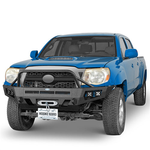 Earthshaker Front Bumper w/ Winch Plate & 4 LED Spot Lights For 2005-2011 Toyota Tacoma - Ultralisk4x4