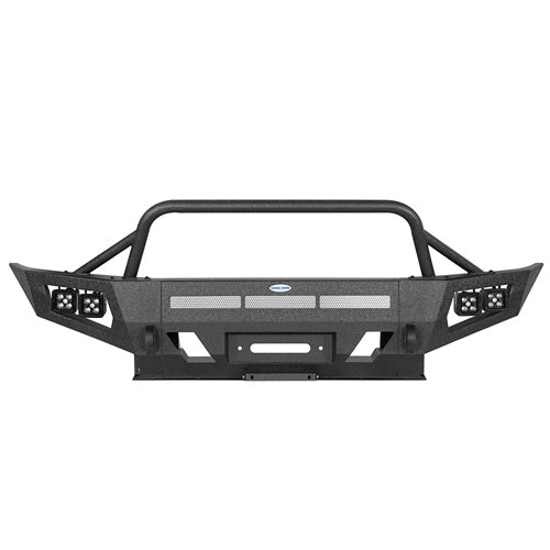 Earthshaker Front Bumper w/ Winch Plate & 4 LED Spot Lights For 2005-2011 Toyota Tacoma - Ultralisk4x4