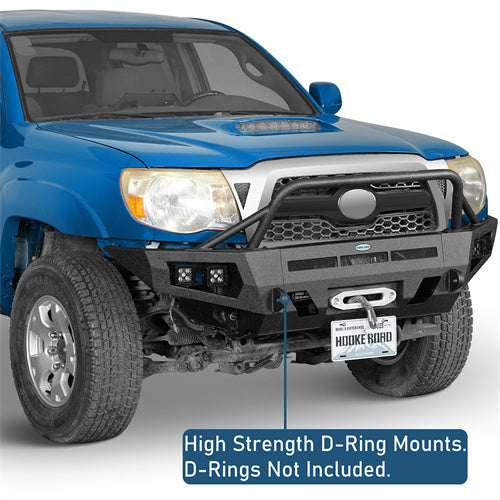 Earthshaker Front Bumper w/ Winch Plate & 4 LED Spot Lights For 2005-2011 Toyota Tacoma - Ultralisk4x4