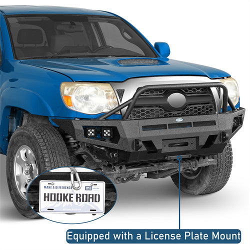 Earthshaker Front Bumper w/ Winch Plate & 4 LED Spot Lights For 2005-2011 Toyota Tacoma - Ultralisk4x4