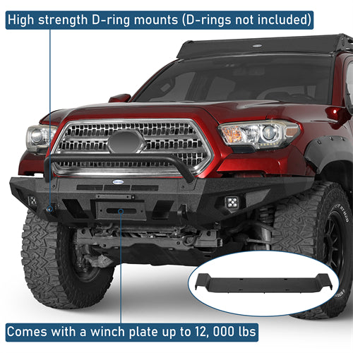 Front Bumper w/ LED Spotlights For 2016-2023 Toyota Tacoma - Ultralisk4x4