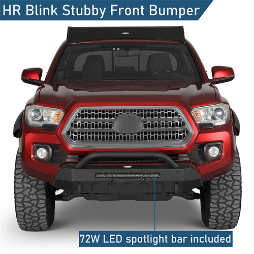 Blink Stubby Front Bumper w/ LED Spotlight Bar For 2016-2023 Toyota Tacoma - Ultralisk4x4