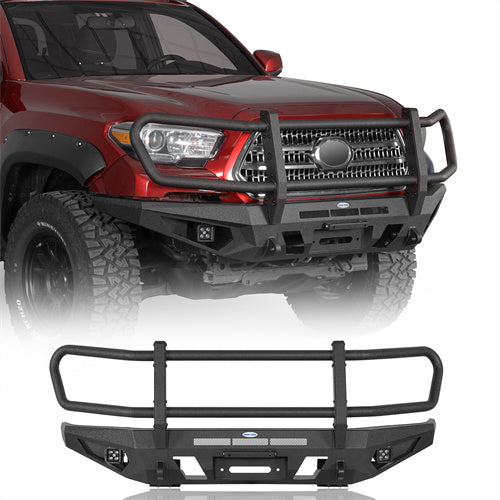 Road Trip Front Bumper w/ Grille Guard For 2016-2023 Toyota Tacoma - Ultralisk4x4-u4232-1