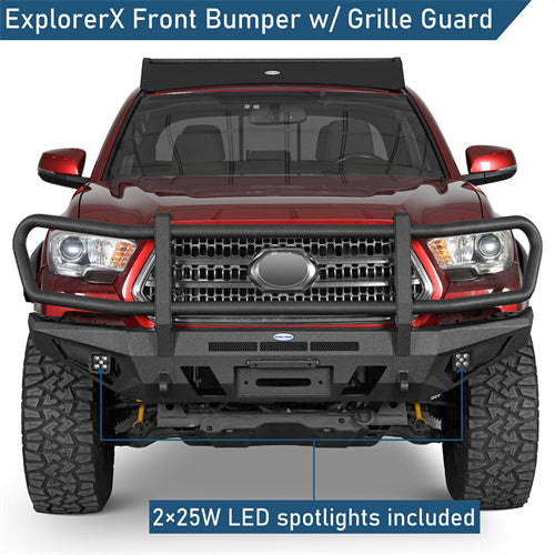 Road Trip Front Bumper w/ Grille Guard For 2016-2023 Toyota Tacoma - Ultralisk4x4-u4232-4