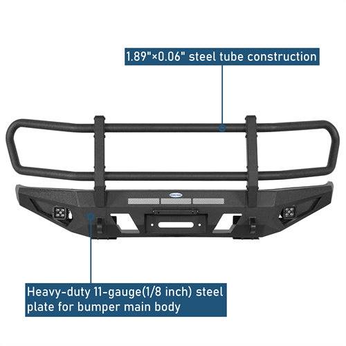 Road Trip Front Bumper w/ Grille Guard For 2016-2023 Toyota Tacoma - Ultralisk4x4-u4232-9