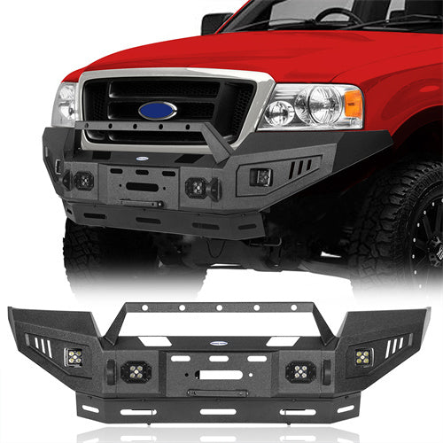 Off Road Front Bumper w/ Winch Plate & LED Spotlights For 2004-2008 Ford F-150  - Ultralisk4x4