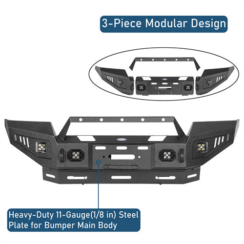 Off Road Front Bumper w/ Winch Plate & LED Spotlights For 2004-2008 Ford F-150  - Ultralisk4x4
