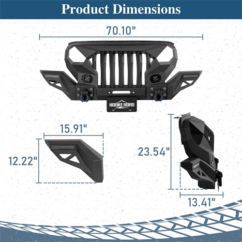 Mad Max Front Bumper w/Wings & Windshield Frame Cover(18-25 Jeep Wrangler JL & Gladiator JT(Excluding Wrangler 4xe, Rubicon 392, JT Mojave)) - Ultralisk 4x4