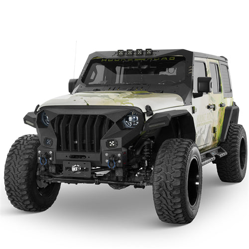Full-width Front Bumper w/Mad Max Grill For 2018-2025 Jeep Wrangler JL & Jeep Gladiator JT - Ultralisk 4x4