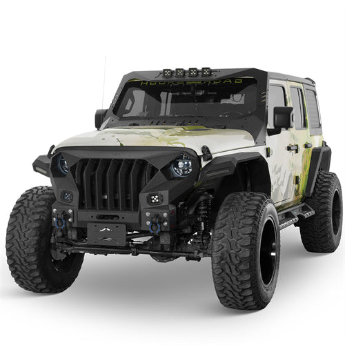 Full-width Front Bumper w/Mad Max Grill For 2018-2026 Jeep Wrangler JL & Jeep Gladiator JT - Ultralisk 4x4