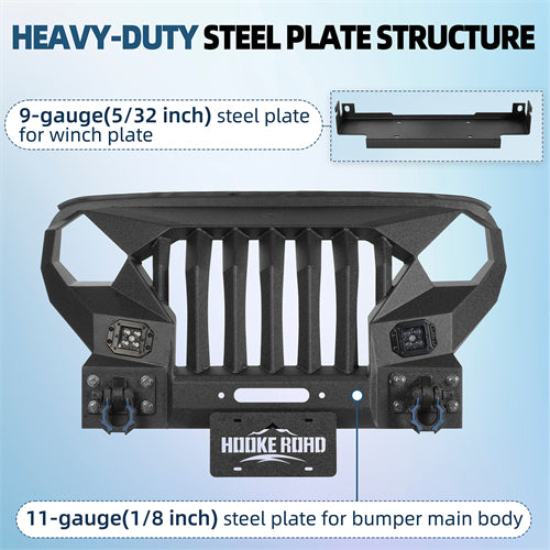 Full-width Front Bumper w/Mad Max Grill For 2018-2025 Jeep Wrangler JL & Jeep Gladiator JT - Ultralisk 4x4