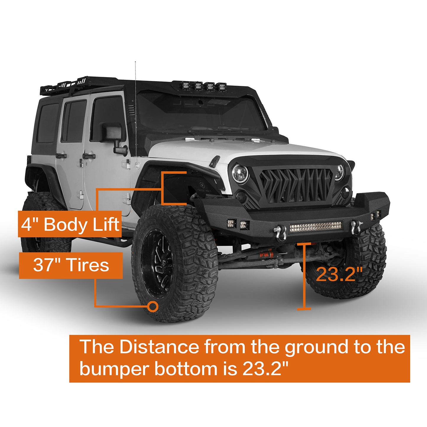 Full Width Front Bumper & Rear Bumper w/Oil Drum Rack Bar for Jeep Wrangler JK JKU ultralisk4x4 ULB.2052+ULB.2015  8
