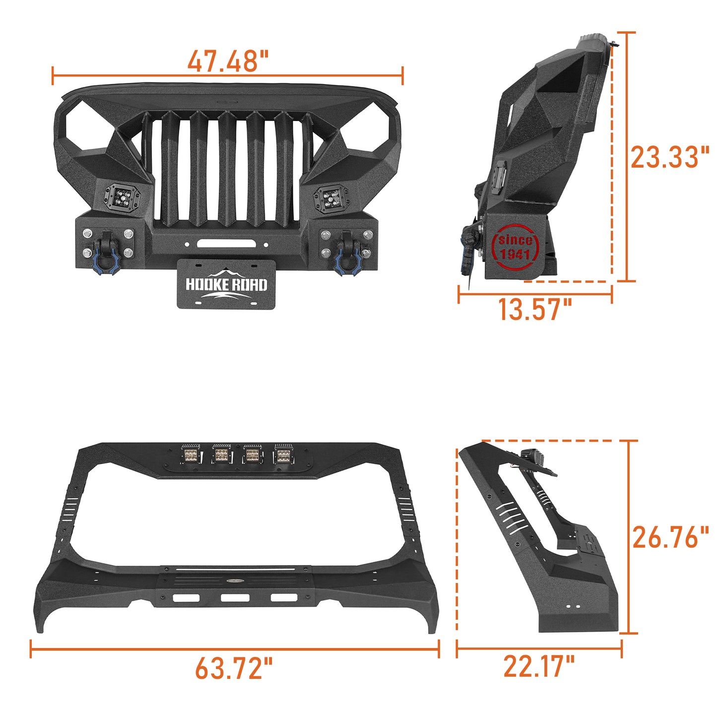 Mad Max Front Bumper w/Steel Grille Guard & Windshield Frame Cover(07-18 Jeep Wrangler JK) - ultralisk4x4