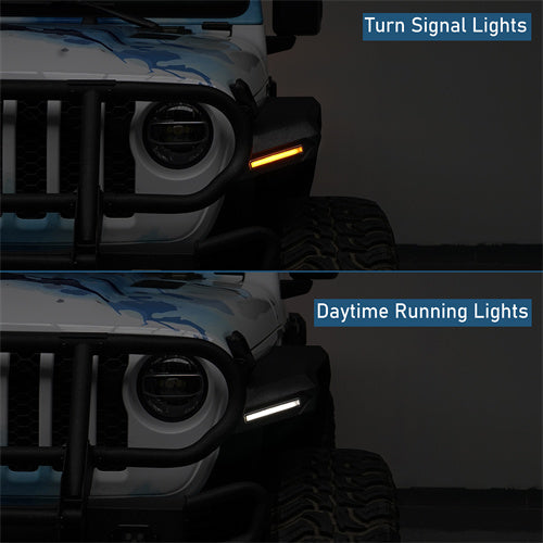 Front Fender Flares w/ LED Turn Signal Lights For 2018-2025 Jeep Wrangler JL & Gladiator JT - ultralisk4x4