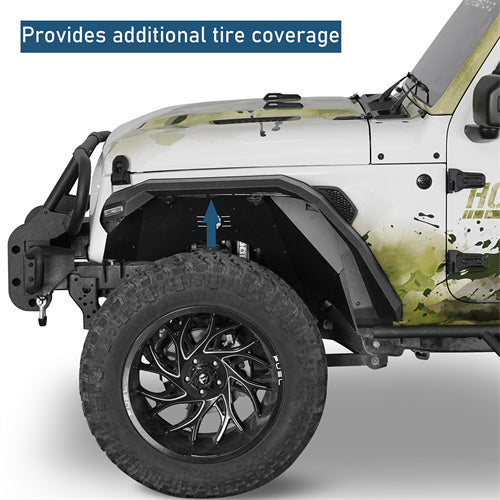 Front Fender Flares w/ LED Turn Signal Lights For 2018-2025 Jeep Wrangler JL & Gladiator JT - ultralisk4x4