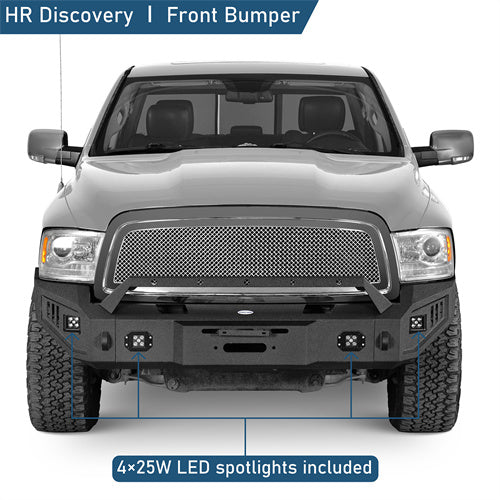 Road Trip Front Full-Width Bumper w/ LED Spotlights For 2009-2012 Ram 1500 - Ultralisk4x4-u6202-4