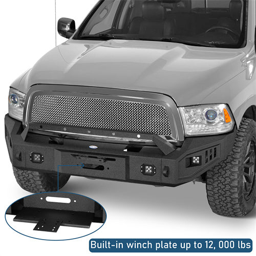 Road Trip Front Full-Width Bumper w/ LED Spotlights For 2009-2012 Ram 1500 - Ultralisk4x4-u6202-5