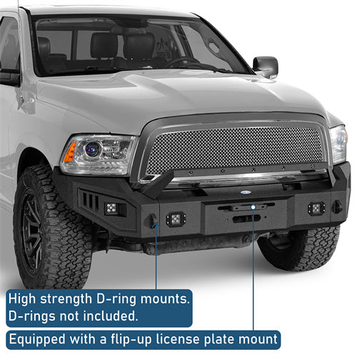 Road Trip Front Full-Width Bumper w/ LED Spotlights For 2009-2012 Ram 1500 - Ultralisk4x4-u6202-6