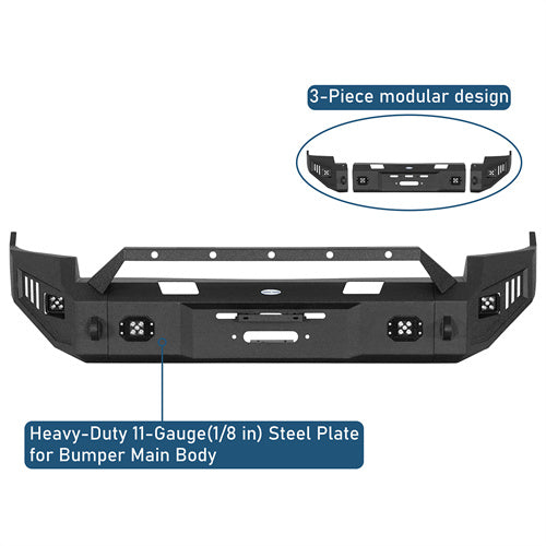 Road Trip Front Full-Width Bumper w/ LED Spotlights For 2009-2012 Ram 1500 - Ultralisk4x4-u6202-7