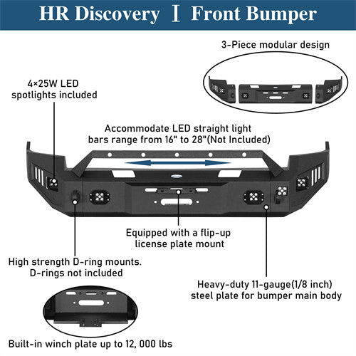 Road Trip Front Full-Width Bumper w/ LED Spotlights For 2009-2012 Ram 1500 - Ultralisk4x4-u6202-9