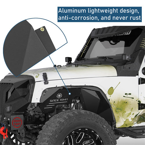 Aluminum Front Inner Fender Liners For 2007-2018 Jeep Wrangler JK - Ultralisk4x4