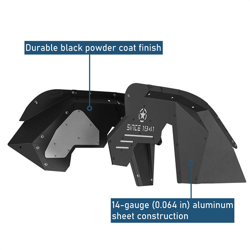 Aluminum Front Inner Fender Liners For 2007-2018 Jeep Wrangler JK - Ultralisk4x4