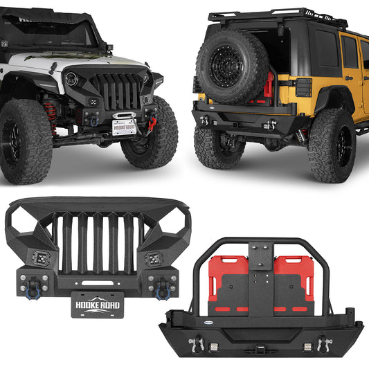 Front Bumper & Rear Bumper w/Spare Tire Carrier(07-18 Jeep Wrangler JK) - ultralisk4x4