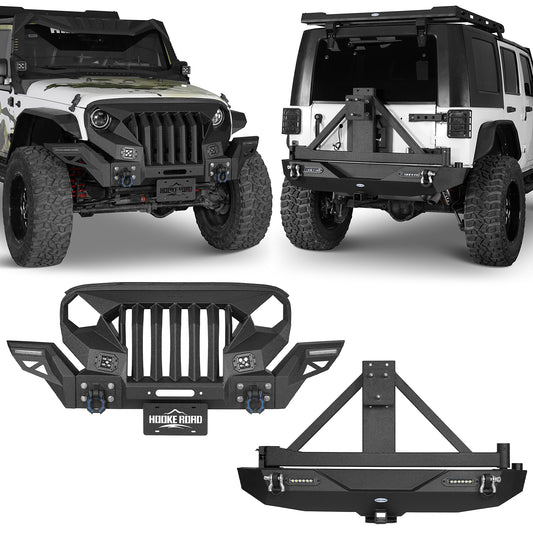 Front Bumper & Rear Bumper w/2Inch Hitch Receiver(07-18 Jeep Wrangler JK) - ultralisk4x4