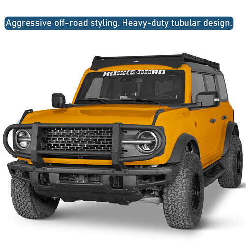 Full Grille Guard Front Brush Guard w/ Steel Modular Bumper For 2021-2025 Ford Bronco - Ultralisk4x4-u8932-5