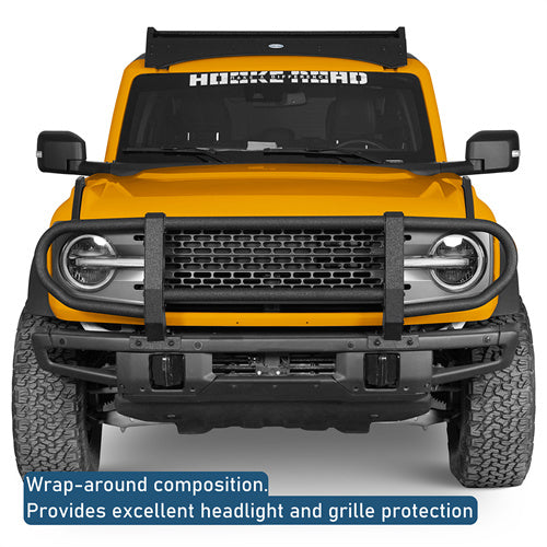 Full Grille Guard Front Brush Guard w/ Steel Modular Bumper For 2021-2025 Ford Bronco - Ultralisk4x4-u8932-6