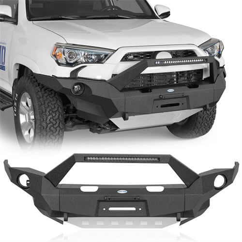 Full-Width Front Bumper w/ LED Light Bar For 2014-2024 Toyota 4Runner - Ultralisk4x4-u9814s-1