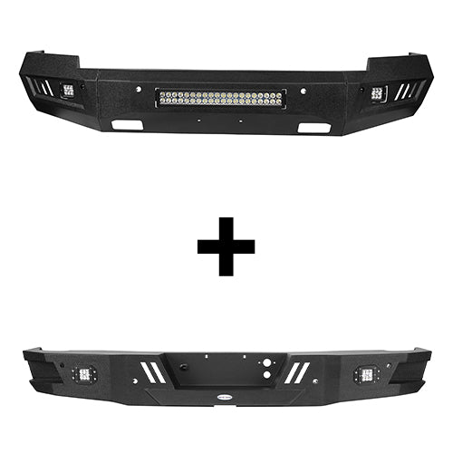 Full Width Front Bumper & Rear Bumper w/Lights for 2014-2015 Chevy Silverado 1500 - ultralisk4x4 ULB.9022+9025 2