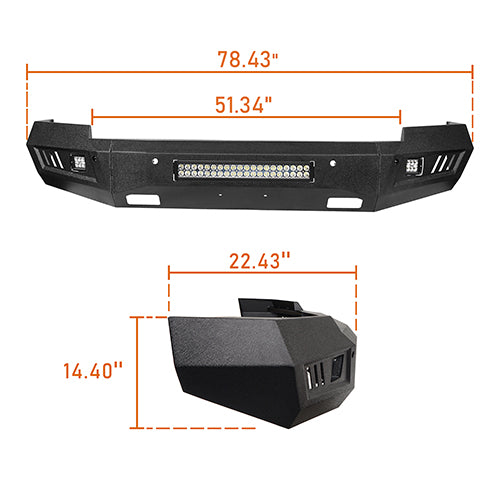 Full Width Front Bumper & Rear Bumper w/Lights for 2014-2015 Chevy Silverado 1500 - ultralisk4x4 ULB.9022+9025 20