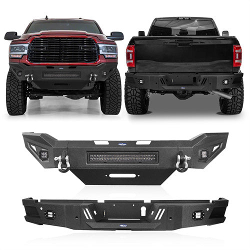 Full Width Front Bumper & Rear Bumper w/ Led Lights for 2019-2021 Dodge Ram 2500 - ultralisk4x4 ULB.6302+ULB.6304 1