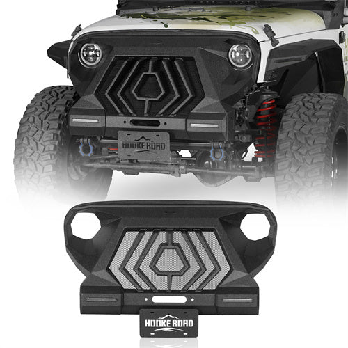 Mad Max Grill+Bumper w/ LED Turn Signal Lights For 2007-2018 Jeep Wrangler JK - Ultralisk4x4-u2107-
1