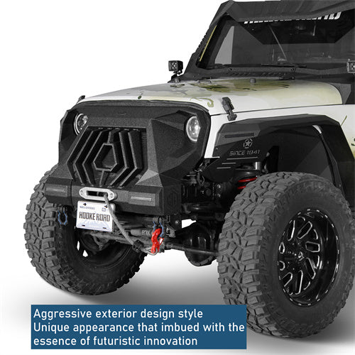 Mad Max Grill+Bumper w/ LED Turn Signal Lights For 2007-2018 Jeep Wrangler JK - Ultralisk4x4-u2107-
5