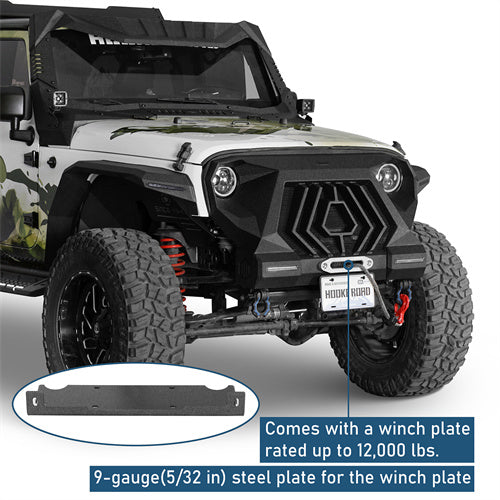 Mad Max Grill+Bumper w/ LED Turn Signal Lights For 2007-2018 Jeep Wrangler JK - Ultralisk4x4-u2107-
6
