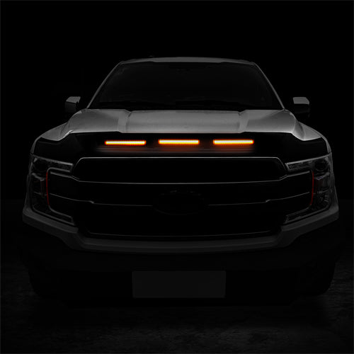 Hood Protector Stone Guard w/ Amber Lights For 2015-2020 Ford F-150(Excluding Raptor) - Ultralisk4x4